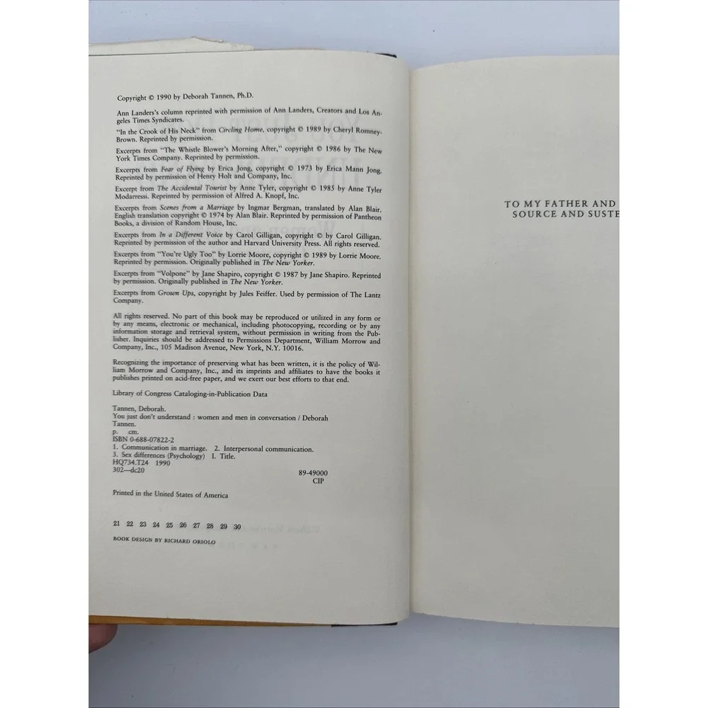 You Just Don't Understand by‎ Deborah Tannen Hardcover Book with Dust Jacket